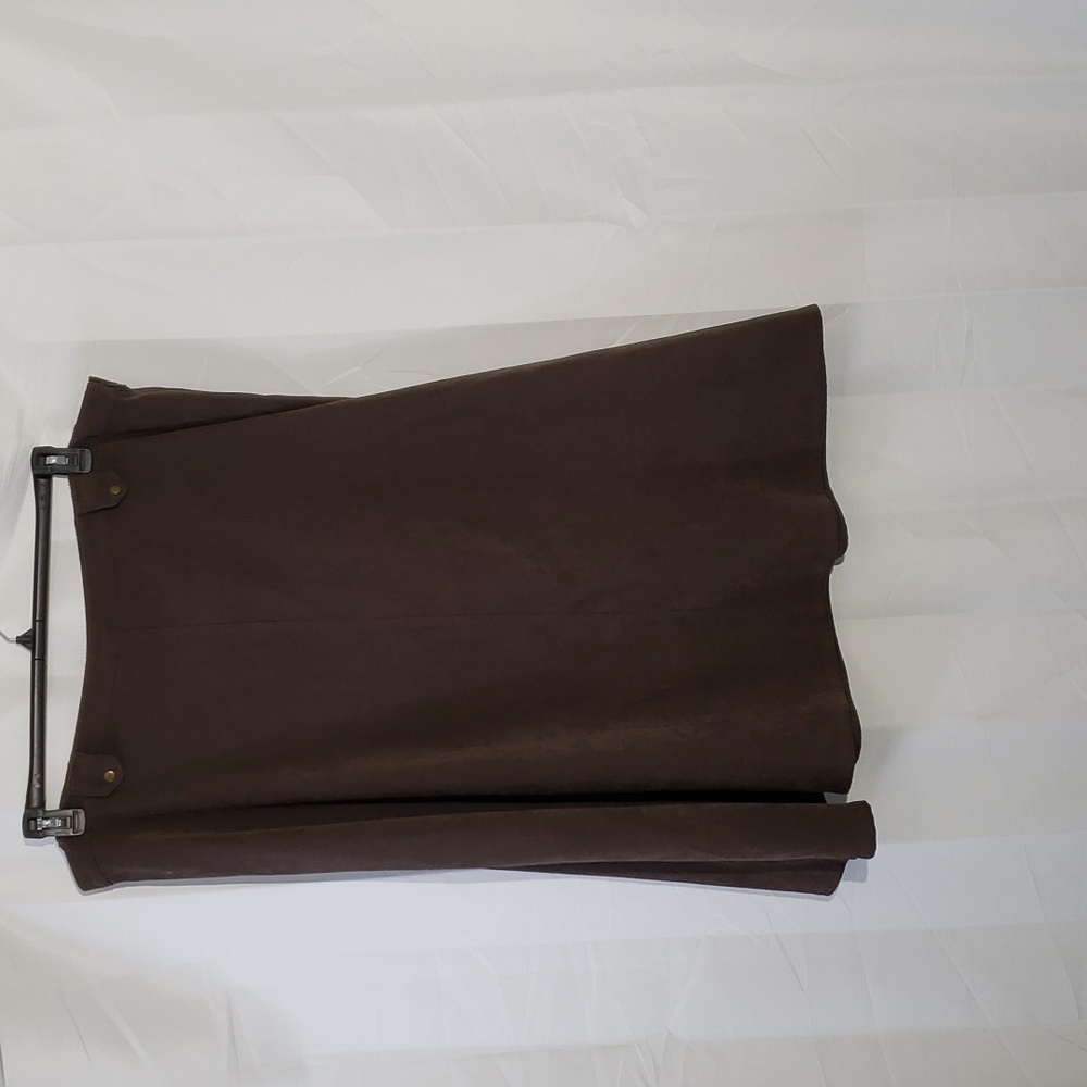 Faux Suede Midi Boho Career/Casual Cowgirl Brown Plus Size Skirt  24W